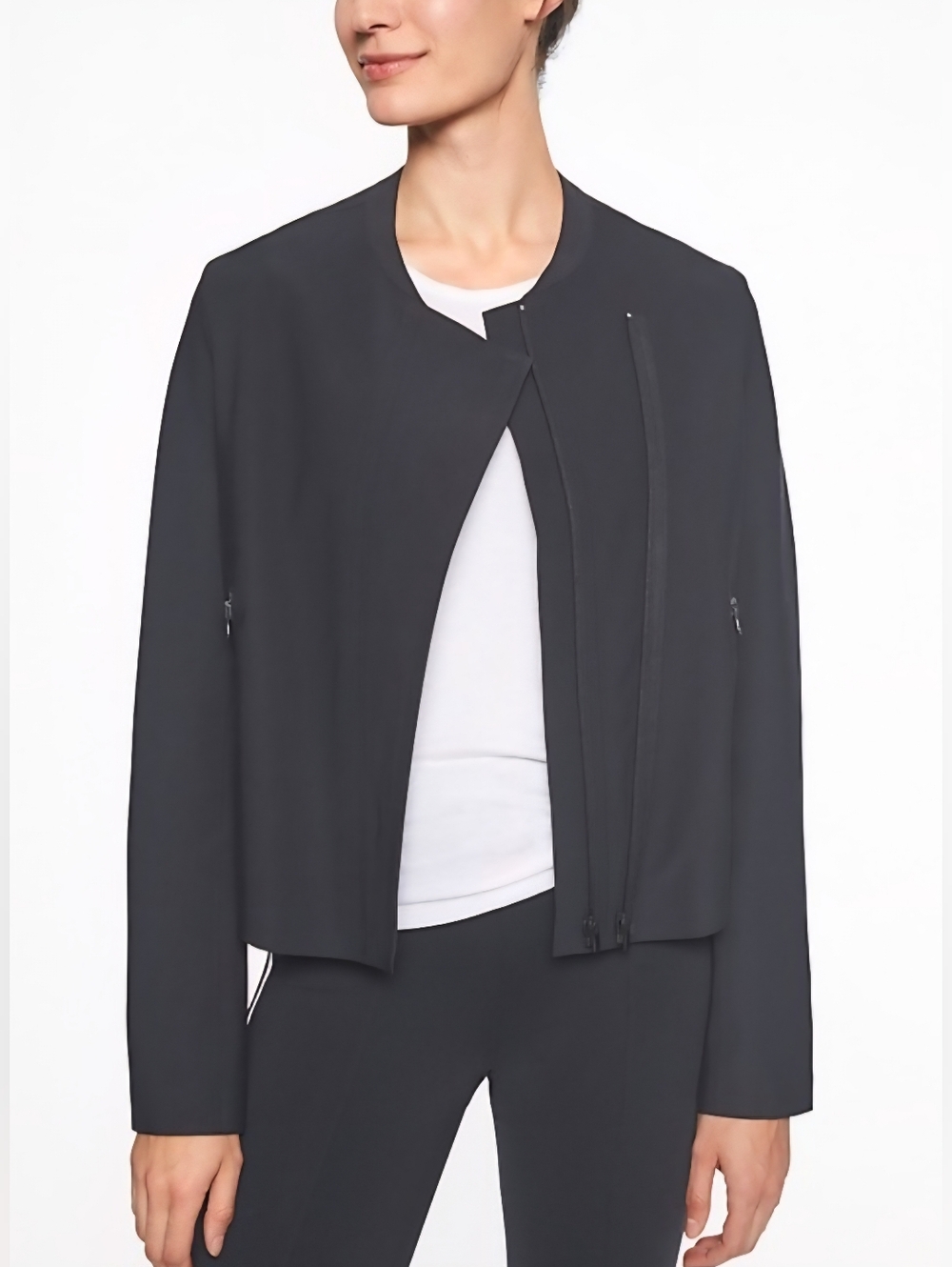 Athleta Black Zip-Front Utility Jacket